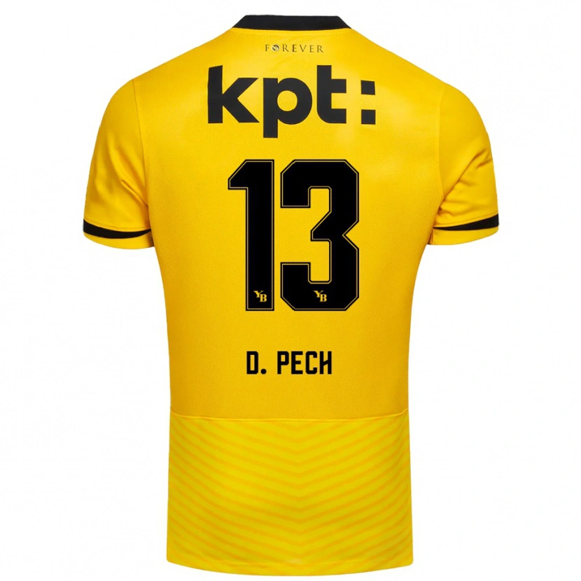 Danxen Kinder Dominik Pech #13 Gelb Schwarz Heimtrikot Trikot 2025/26 T-Shirt Schweiz