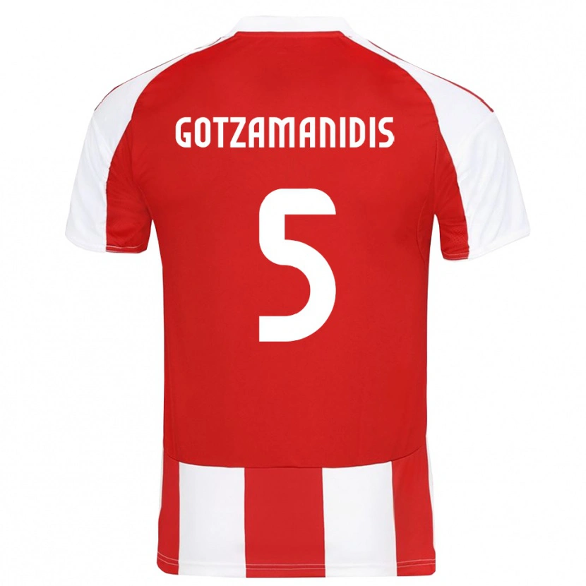 Danxen Kinder Nikolaos Gotzamanidis #5 Rot Weiß Heimtrikot Trikot 2025/26 T-Shirt Schweiz
