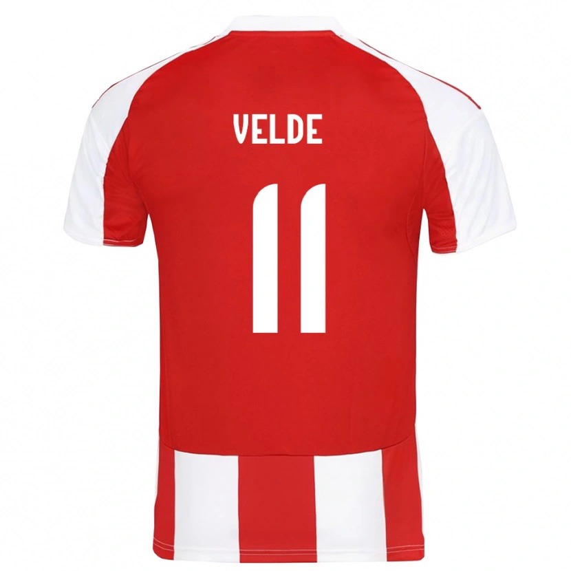 Danxen Kinder Kristoffer Velde #11 Rot Weiß Heimtrikot Trikot 2025/26 T-Shirt Schweiz