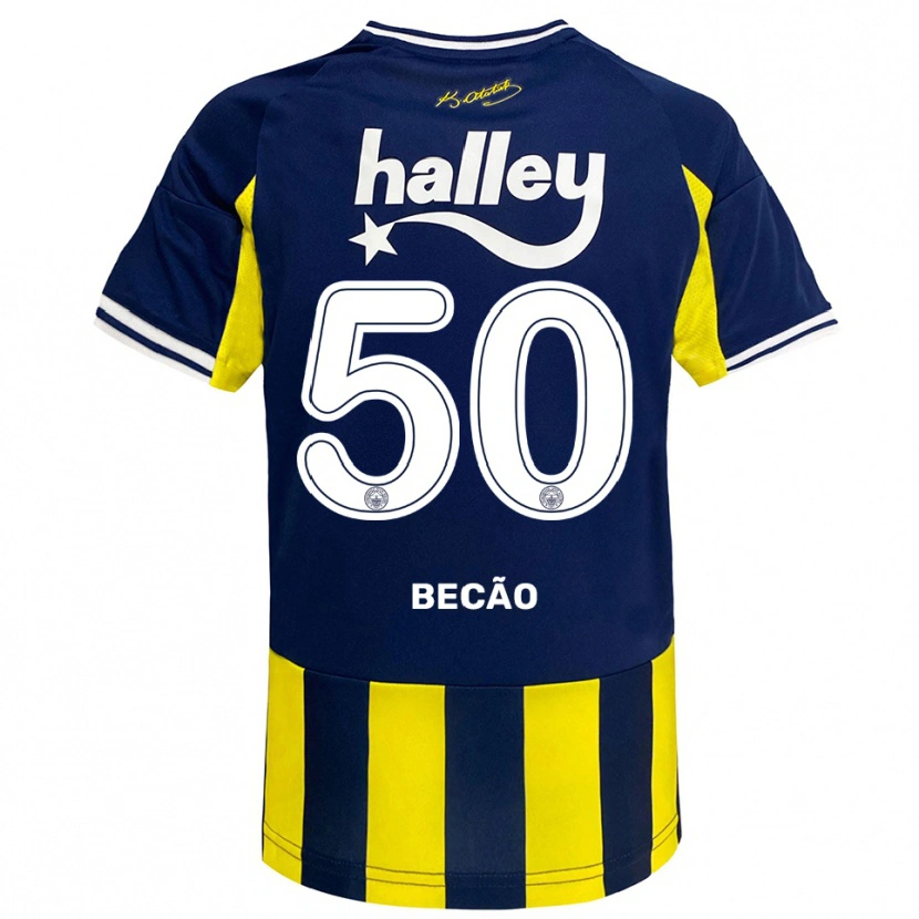 Danxen Kinder Rodrigo Becão #50 Gelb Marineblau Weiß Heimtrikot Trikot 2025/26 T-Shirt Schweiz