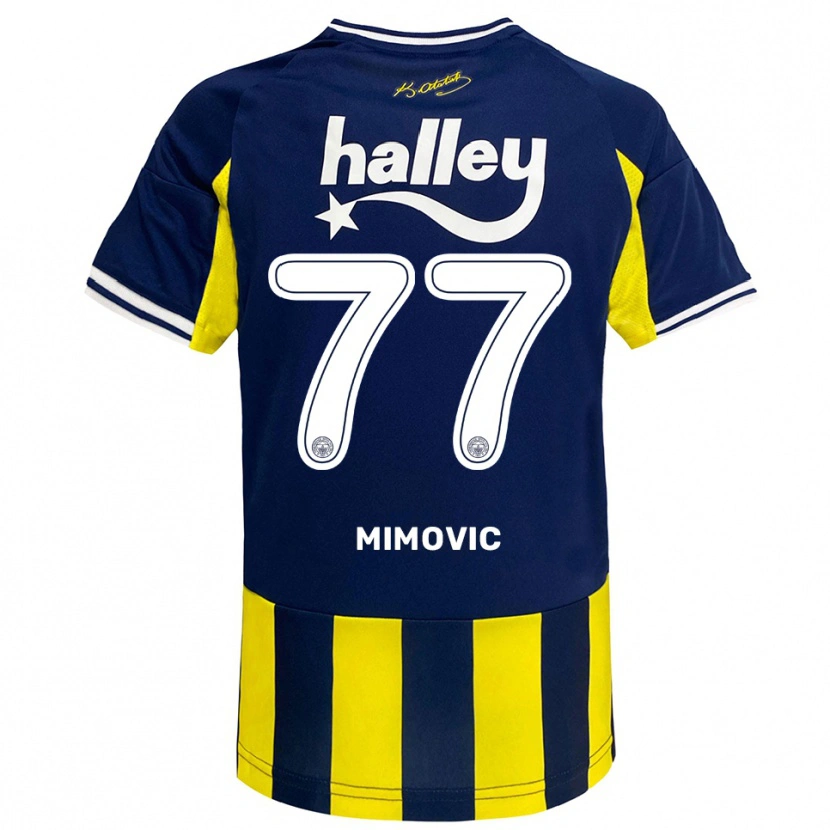 Danxen Kinder Ognjen Mimovic #77 Gelb Marineblau Weiß Heimtrikot Trikot 2025/26 T-Shirt Schweiz