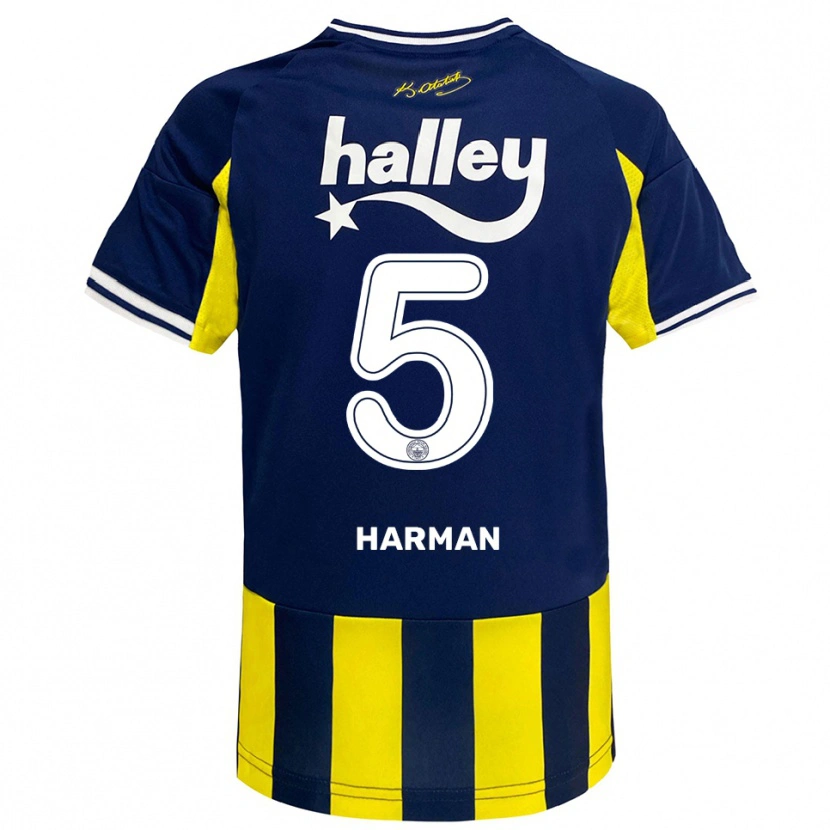Danxen Kinder Rıdvan Harman #5 Gelb Marineblau Weiß Heimtrikot Trikot 2025/26 T-Shirt Schweiz
