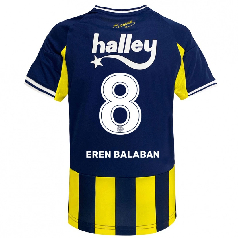 Danxen Kinder Aziz Eren Balaban #8 Gelb Marineblau Weiß Heimtrikot Trikot 2025/26 T-Shirt Schweiz
