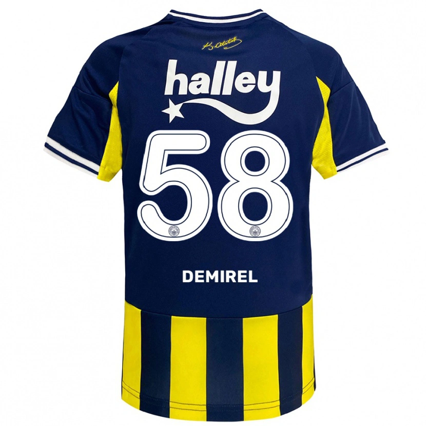 Danxen Kinder Görkem Demirel #58 Gelb Marineblau Weiß Heimtrikot Trikot 2025/26 T-Shirt Schweiz