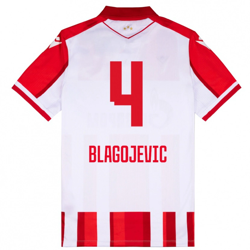 Danxen Kinder Niksa Blagojevic #4 Rot Weiß Heimtrikot Trikot 2025/26 T-Shirt Schweiz