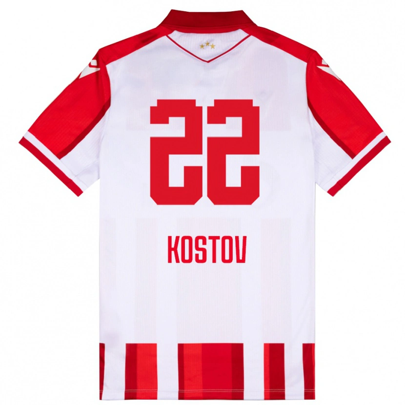 Danxen Kinder Vasilije Kostov #22 Rot Weiß Heimtrikot Trikot 2025/26 T-Shirt Schweiz