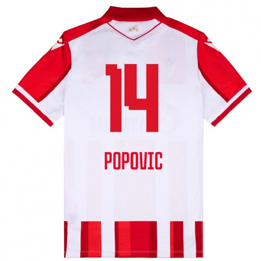 Danxen Kinder Mihajlo Popovic #14 Rot Weiß Heimtrikot Trikot 2025/26 T-Shirt Schweiz