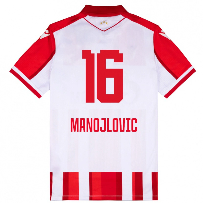 Danxen Kinder Petar Manojlovic #16 Rot Weiß Heimtrikot Trikot 2025/26 T-Shirt Schweiz