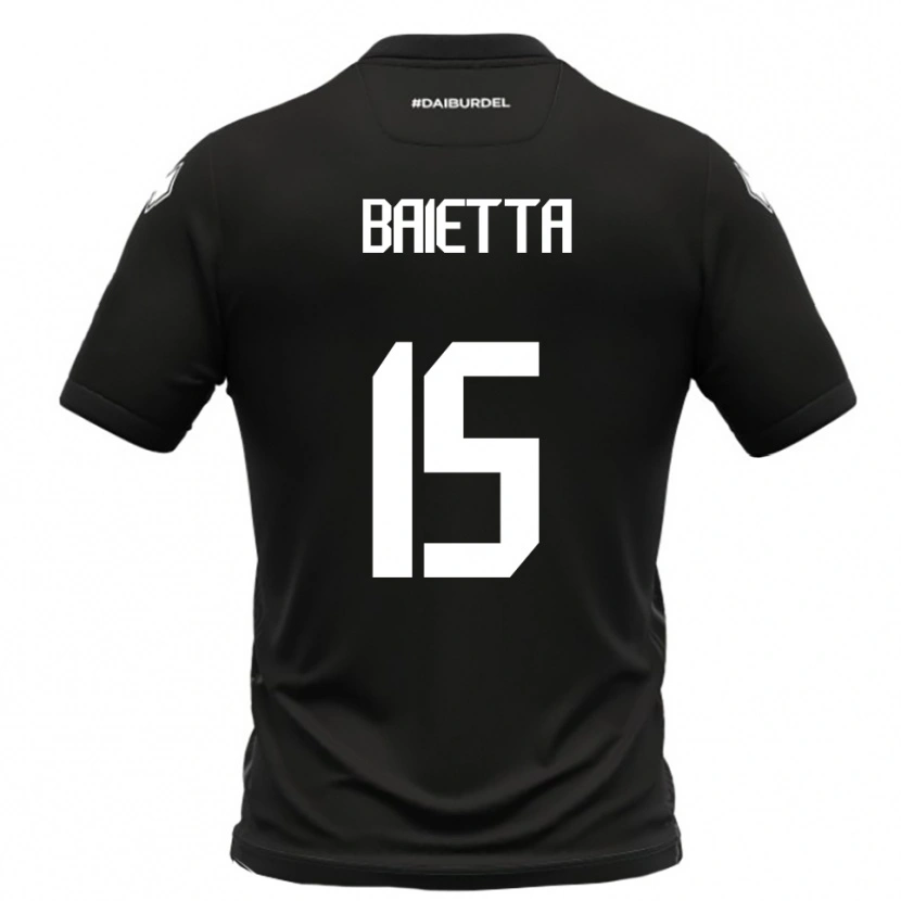 Danxen Kinder Pietro Baietta #15 Schwarz Weiß Auswärtstrikot Trikot 2025/26 T-Shirt Schweiz
