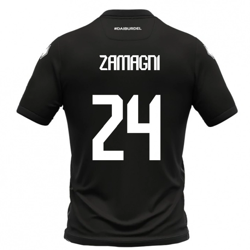 Danxen Kinder Davide Zamagni #24 Schwarz Weiß Auswärtstrikot Trikot 2025/26 T-Shirt Schweiz