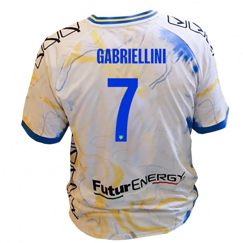 Danxen Kinder Emanuele Gabriellini #7 Weiß Gelb Blau Auswärtstrikot Trikot 2025/26 T-Shirt Schweiz