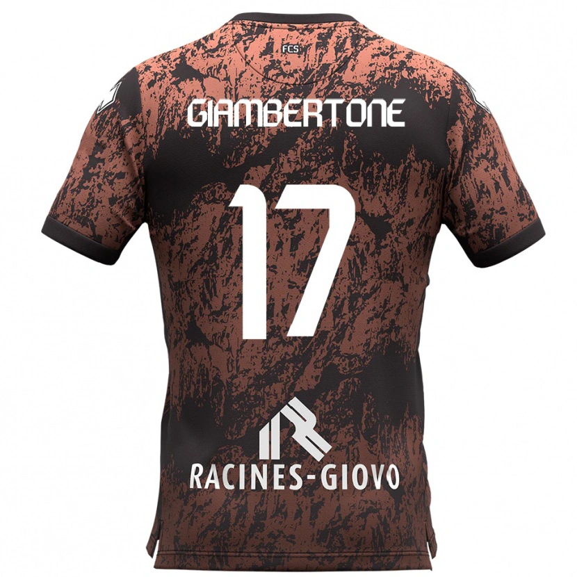 Danxen Kinder Fabio Giambertone #17 Braun Schwarz Auswärtstrikot Trikot 2025/26 T-Shirt Schweiz
