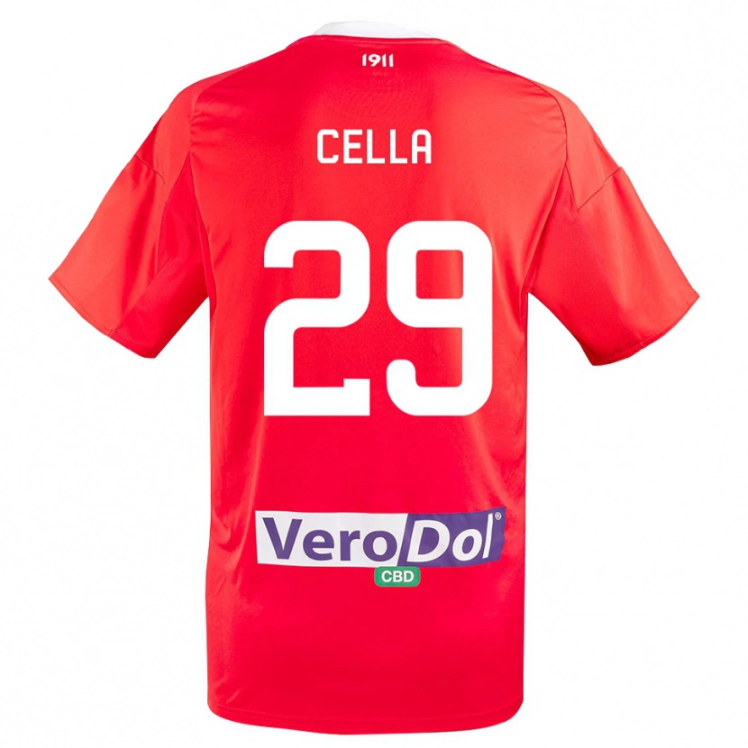 Danxen Kinder Stefano Cella #29 Rot Weiß Auswärtstrikot Trikot 2025/26 T-Shirt Schweiz