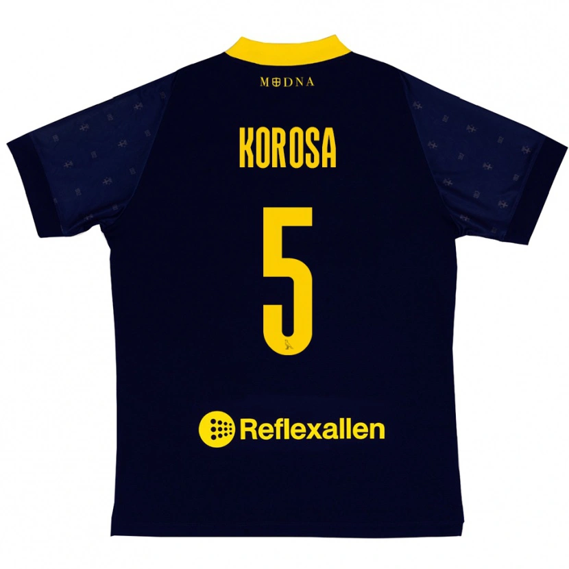 Danxen Kinder Anej Koroša #5 Marineblau Gelb Auswärtstrikot Trikot 2025/26 T-Shirt Schweiz