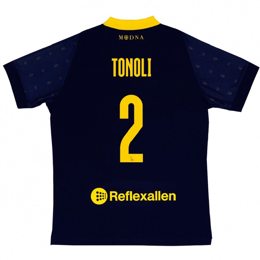 Danxen Kinder Daniel Tonoli #2 Marineblau Gelb Auswärtstrikot Trikot 2025/26 T-Shirt Schweiz