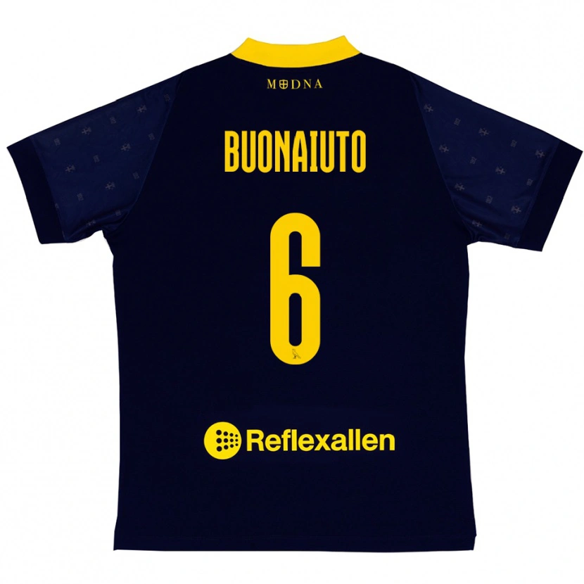 Danxen Kinder Alessandro Buonaiuto #6 Marineblau Gelb Auswärtstrikot Trikot 2025/26 T-Shirt Schweiz