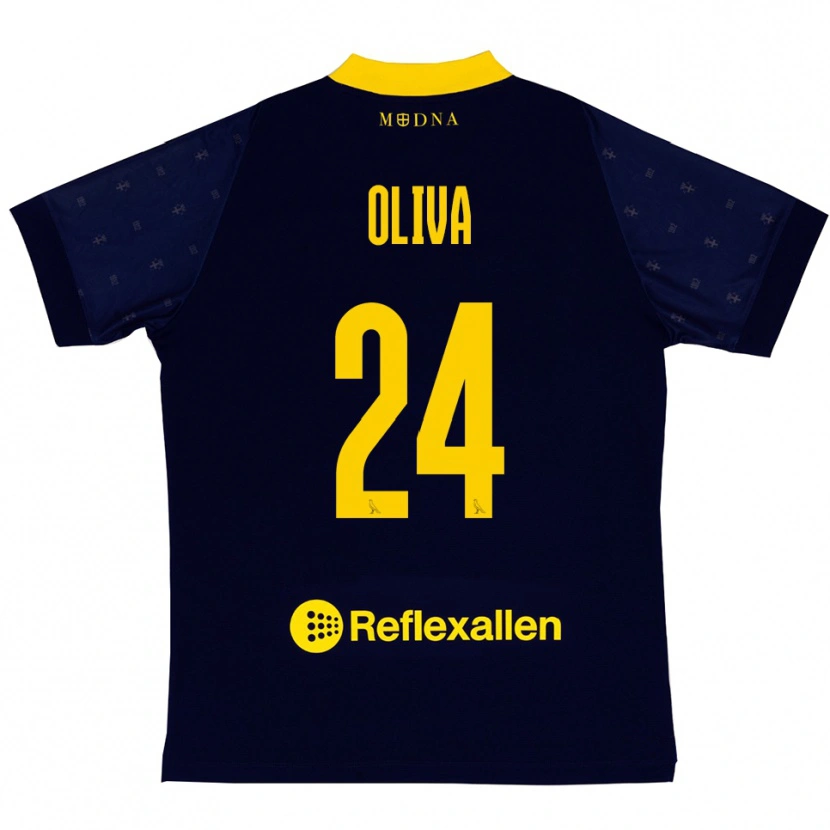 Danxen Kinder Marco Oliva #24 Marineblau Gelb Auswärtstrikot Trikot 2025/26 T-Shirt Schweiz