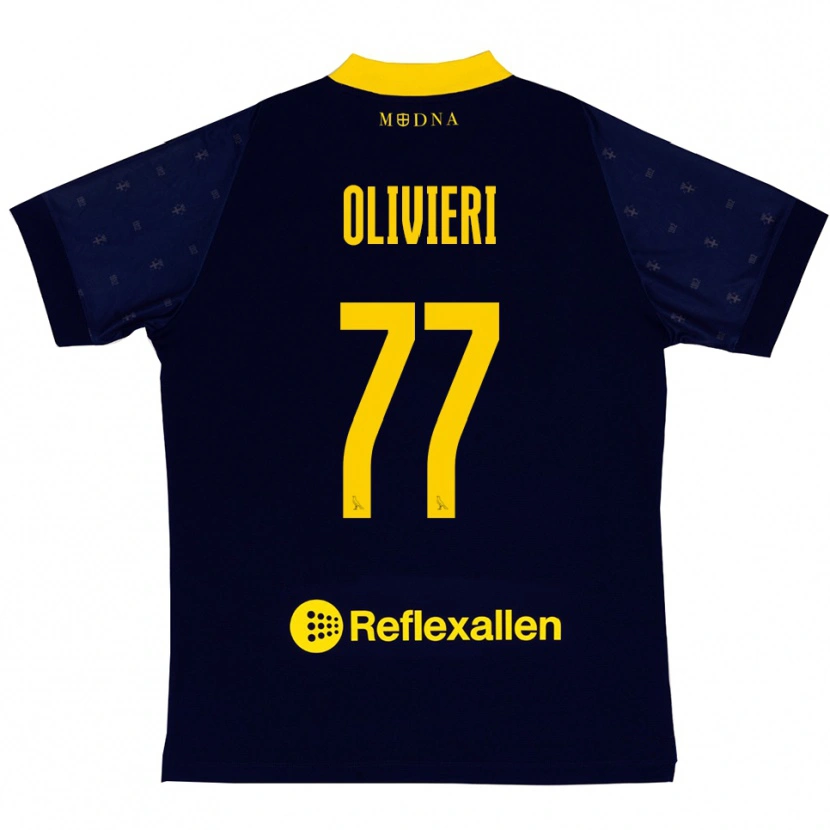 Danxen Kinder Edoardo Olivieri #77 Marineblau Gelb Auswärtstrikot Trikot 2025/26 T-Shirt Schweiz
