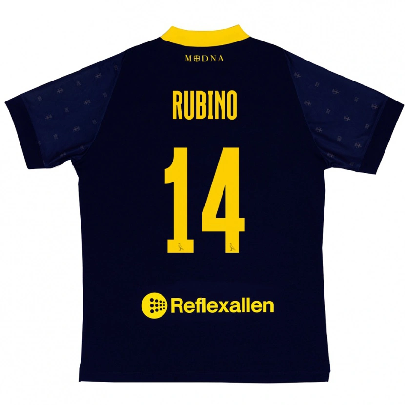 Danxen Kinder Lorenzo Rubino #14 Marineblau Gelb Auswärtstrikot Trikot 2025/26 T-Shirt Schweiz