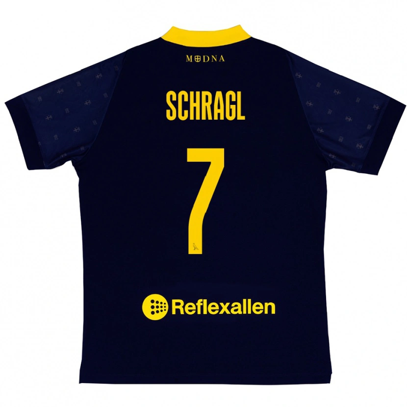 Danxen Kinder Jakob Schragl #7 Marineblau Gelb Auswärtstrikot Trikot 2025/26 T-Shirt Schweiz
