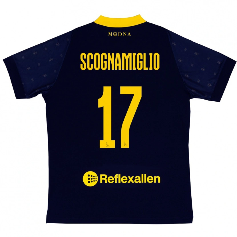 Danxen Kinder Giuseppe Scognamiglio #17 Marineblau Gelb Auswärtstrikot Trikot 2025/26 T-Shirt Schweiz