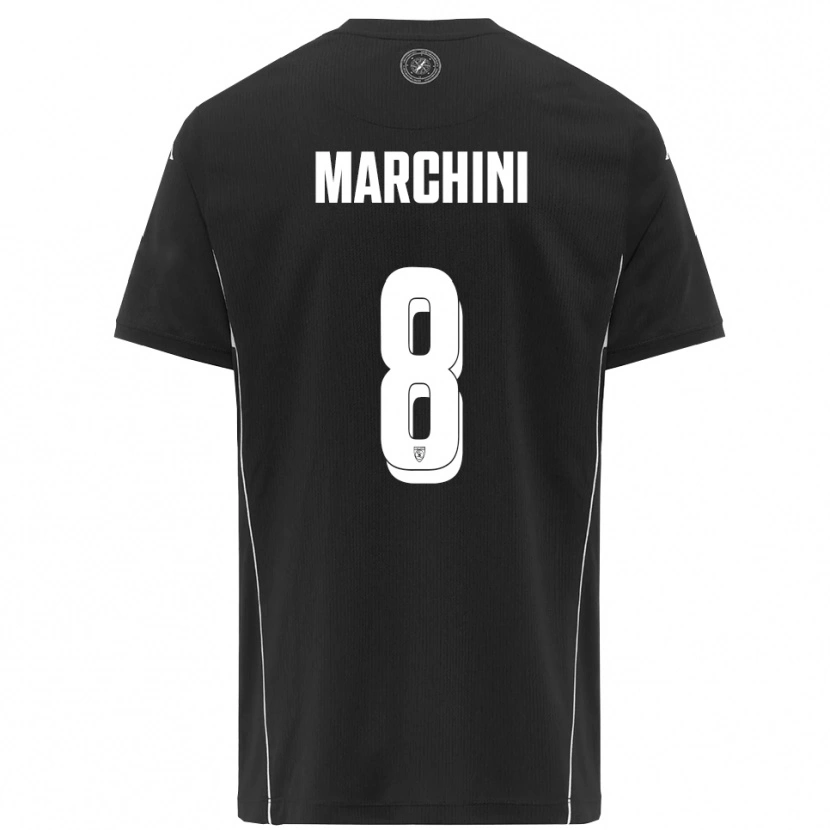 Danxen Kinder Mattia Marchini #8 Schwarz Weiß Auswärtstrikot Trikot 2025/26 T-Shirt Schweiz