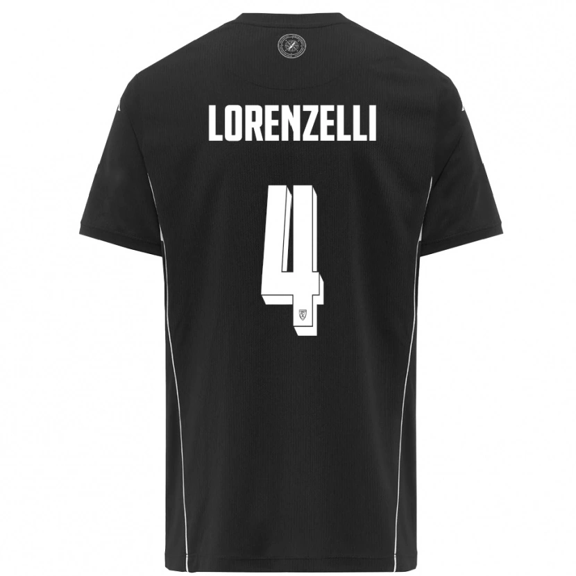 Danxen Kinder Emanuele Lorenzelli #4 Schwarz Weiß Auswärtstrikot Trikot 2025/26 T-Shirt Schweiz