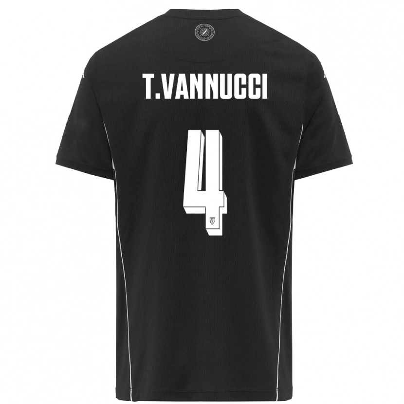 Danxen Kinder Tommaso Vannucci #4 Schwarz Weiß Auswärtstrikot Trikot 2025/26 T-Shirt Schweiz