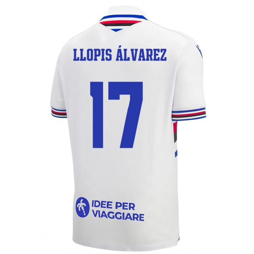 Danxen Kinder Marta Llopis Álvarez #17 Weiß Blau Rot Auswärtstrikot Trikot 2025/26 T-Shirt Schweiz