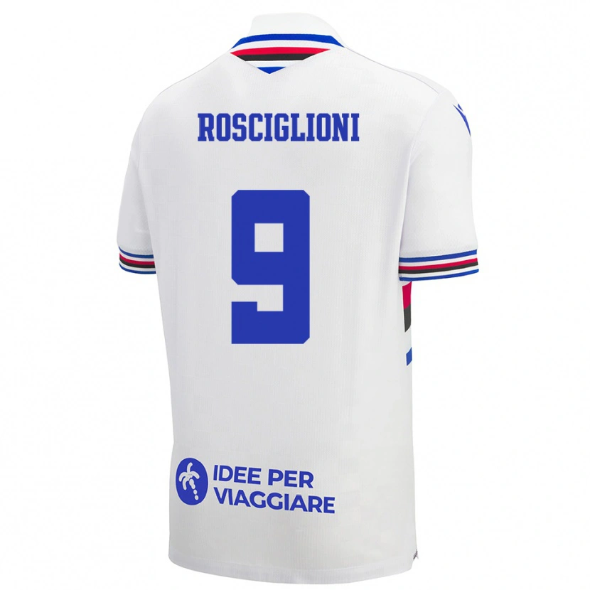 Danxen Kinder Simone Rosciglioni #9 Weiß Blau Rot Auswärtstrikot Trikot 2025/26 T-Shirt Schweiz