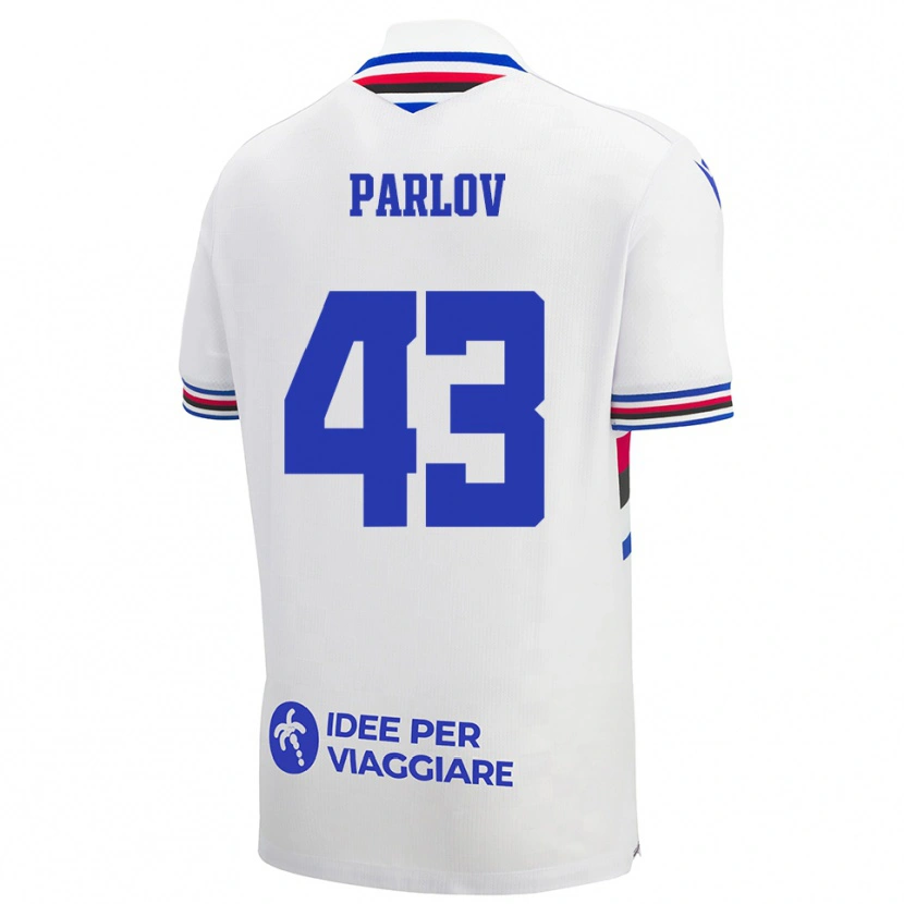 Danxen Kinder Benjamin Parlov #43 Weiß Blau Rot Auswärtstrikot Trikot 2025/26 T-Shirt Schweiz