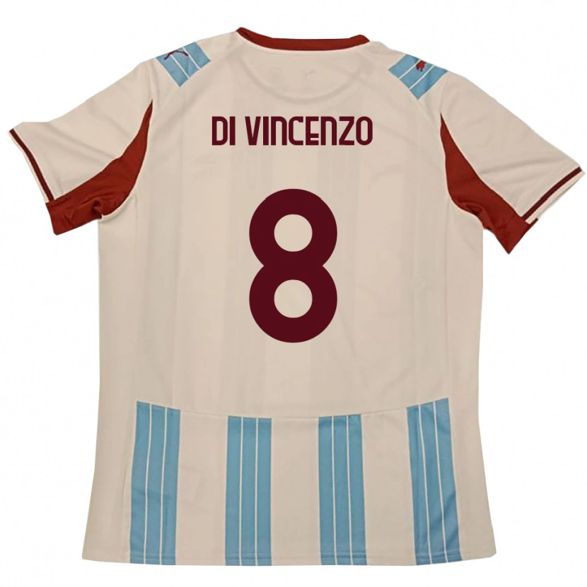 Danxen Kinder Edoardo Di Vincenzo #8 Himmelblau Weiß Auswärtstrikot Trikot 2025/26 T-Shirt Schweiz
