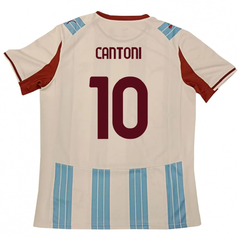 Danxen Kinder Simone Cantoni #10 Himmelblau Weiß Auswärtstrikot Trikot 2025/26 T-Shirt Schweiz