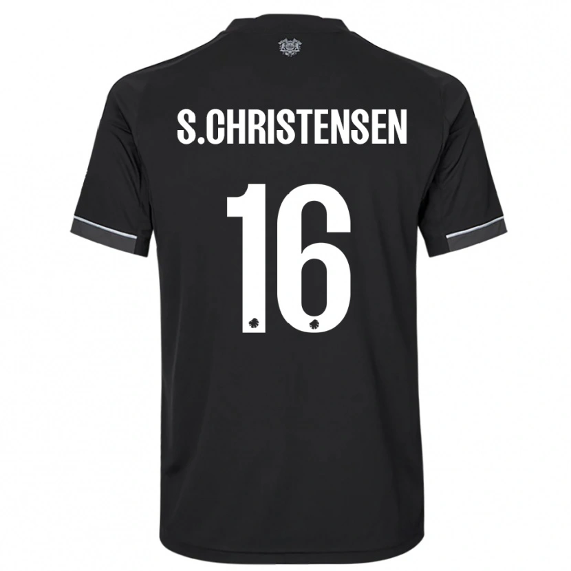 Danxen Kinder Sebastian Christensen #16 Schwarz Weiß Auswärtstrikot Trikot 2025/26 T-Shirt Schweiz