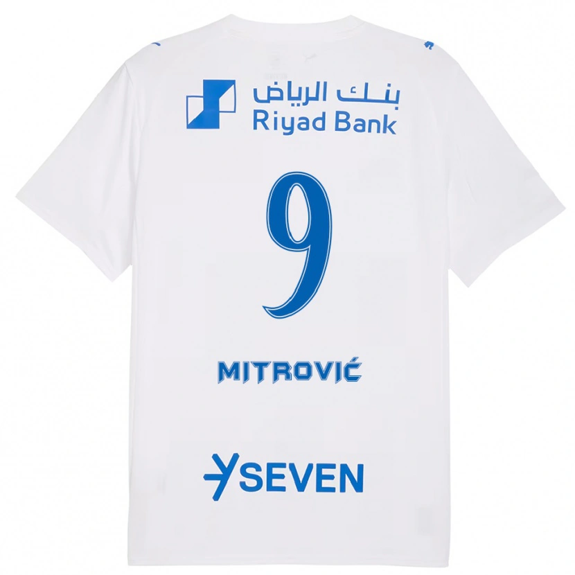 Danxen Kinder Aleksandar Mitrović #9 Weiß Blau Auswärtstrikot Trikot 2025/26 T-Shirt Schweiz