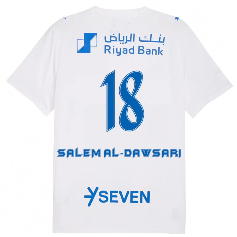 Danxen Kinder Nawaf Salem Al-Dawsari #18 Weiß Blau Auswärtstrikot Trikot 2025/26 T-Shirt Schweiz