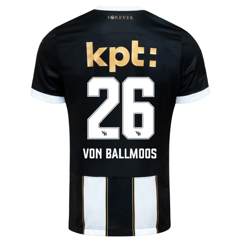 Danxen Kinder David Von Ballmoos #26 Schwarz Weiß Auswärtstrikot Trikot 2025/26 T-Shirt Schweiz