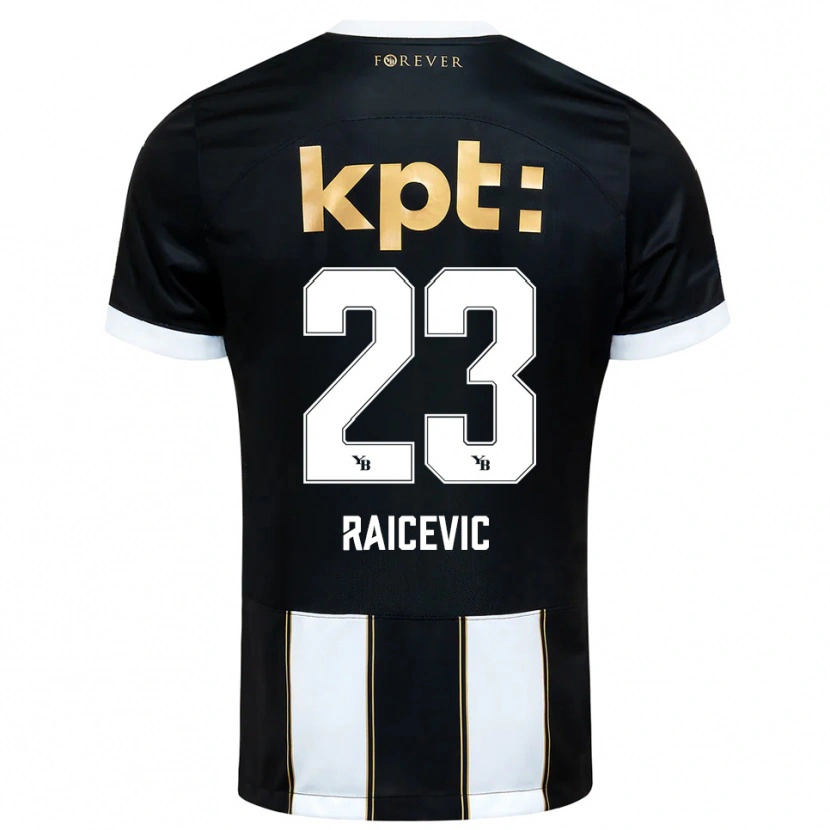 Danxen Kinder Stevan Raicevic #23 Schwarz Weiß Auswärtstrikot Trikot 2025/26 T-Shirt Schweiz