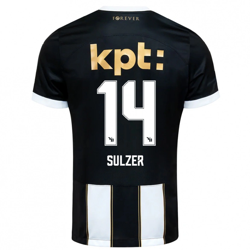 Danxen Kinder Ilija Sulzer #14 Schwarz Weiß Auswärtstrikot Trikot 2025/26 T-Shirt Schweiz