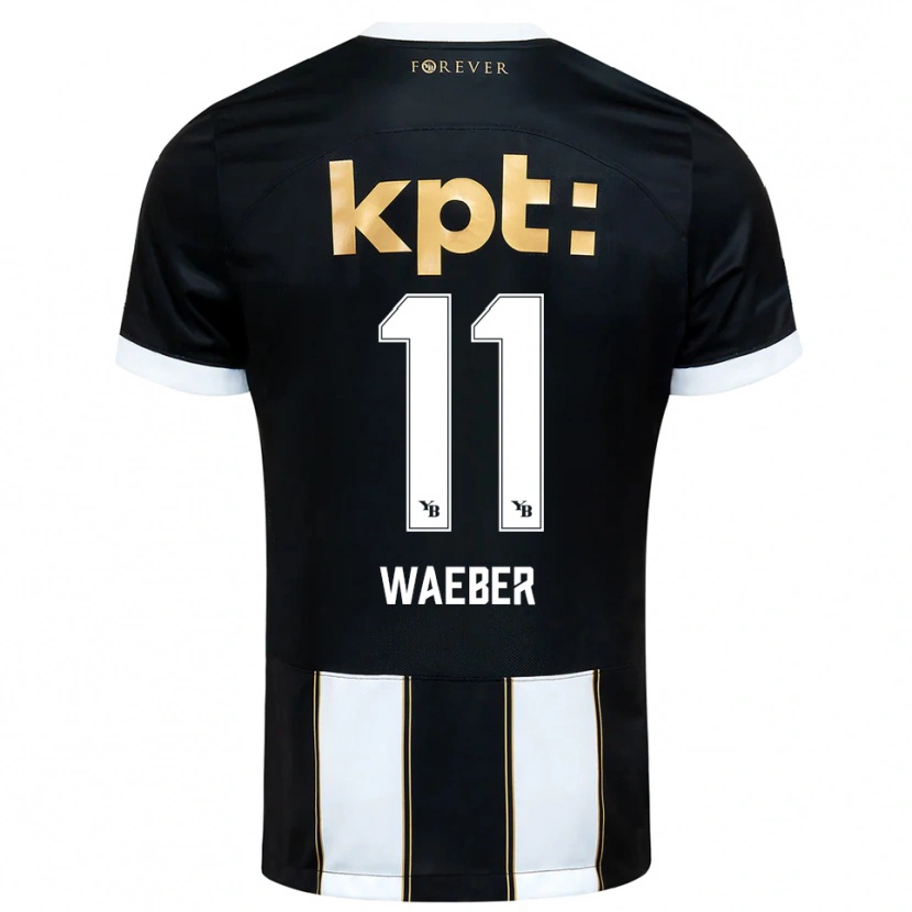 Danxen Kinder Stéphanie Waeber #11 Schwarz Weiß Auswärtstrikot Trikot 2025/26 T-Shirt Schweiz