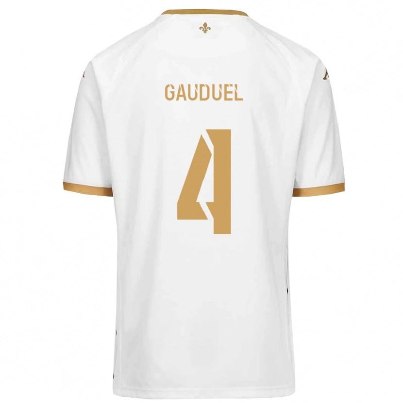 Danxen Kinder Sacha Gauduel #4 Weiß Gold Auswärtstrikot Trikot 2025/26 T-Shirt Schweiz