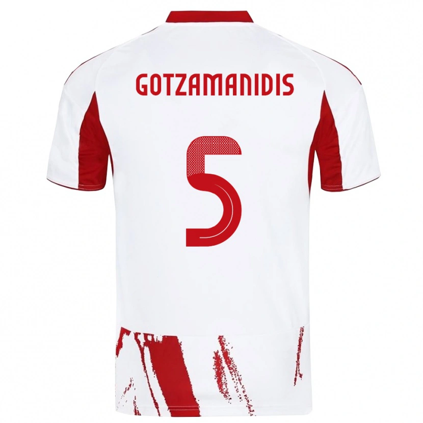 Danxen Kinder Nikolaos Gotzamanidis #5 Weiß Rot Auswärtstrikot Trikot 2025/26 T-Shirt Schweiz