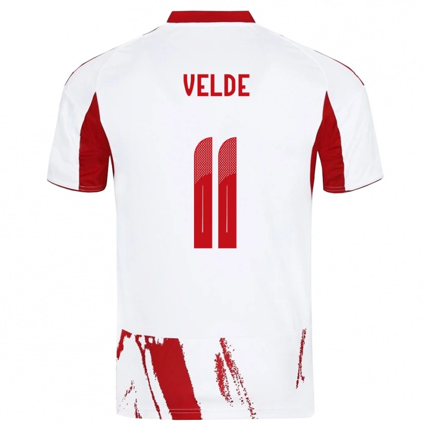 Danxen Kinder Kristoffer Velde #11 Weiß Rot Auswärtstrikot Trikot 2025/26 T-Shirt Schweiz