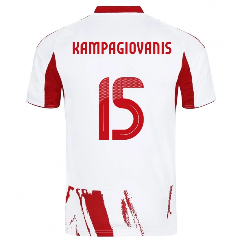 Danxen Kinder Anastasios Kampagiovanis #15 Weiß Rot Auswärtstrikot Trikot 2025/26 T-Shirt Schweiz