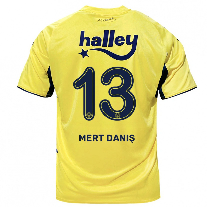 Danxen Kinder Mustafa Mert Danış #13 Gelb Marineblau Auswärtstrikot Trikot 2025/26 T-Shirt Schweiz