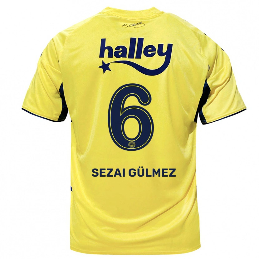Danxen Kinder Mustafa Sezai Gülmez #6 Gelb Marineblau Auswärtstrikot Trikot 2025/26 T-Shirt Schweiz