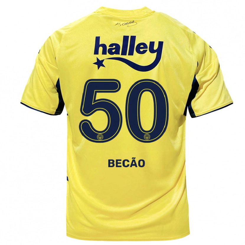 Danxen Kinder Rodrigo Becão #50 Gelb Marineblau Auswärtstrikot Trikot 2025/26 T-Shirt Schweiz