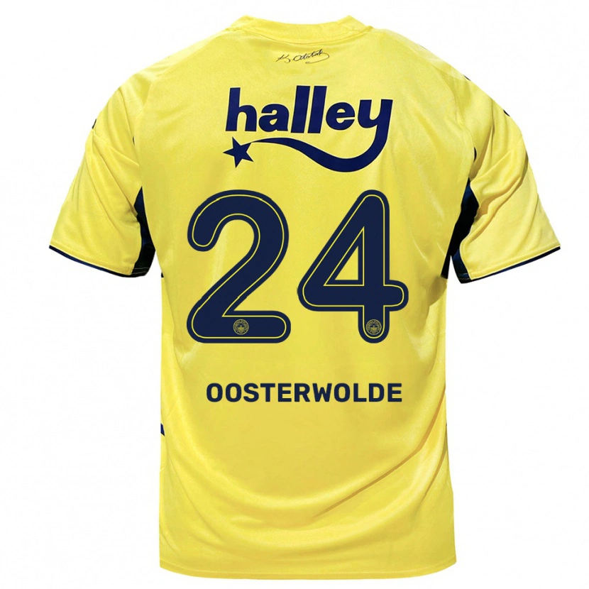 Danxen Kinder Jayden Oosterwolde #24 Gelb Marineblau Auswärtstrikot Trikot 2025/26 T-Shirt Schweiz