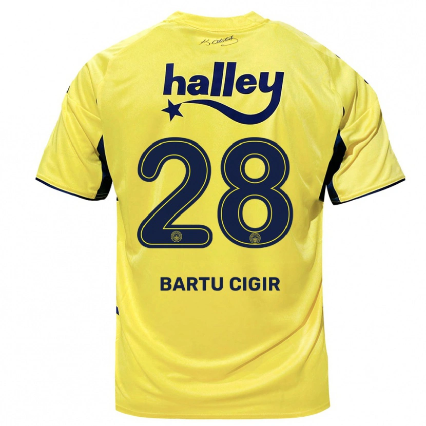 Danxen Kinder Can Bartu Çığır #28 Gelb Marineblau Auswärtstrikot Trikot 2025/26 T-Shirt Schweiz