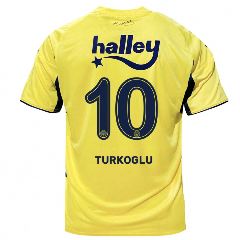 Danxen Kinder Ece Türkoğlu #10 Gelb Marineblau Auswärtstrikot Trikot 2025/26 T-Shirt Schweiz